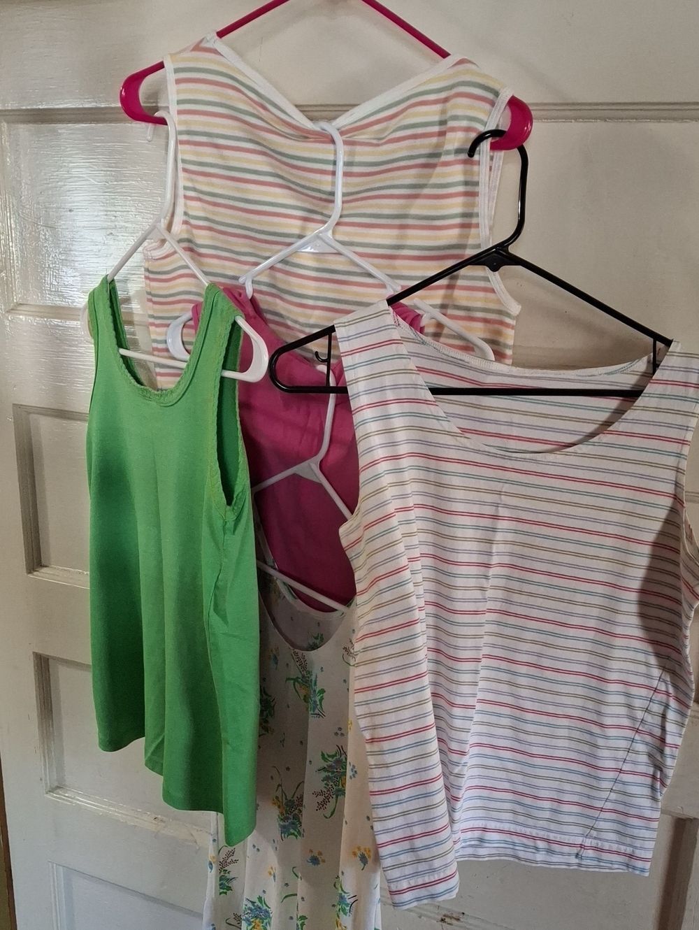 Jones New York Tank Top Set of 5 - Green, Pink & Pastel Stripes (Mis508)